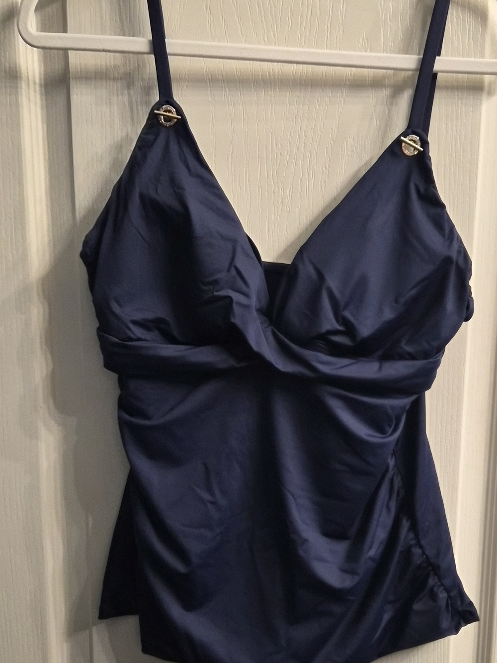Ralph Lauren Navy Blue Swim Tankini Top with Gold Accents